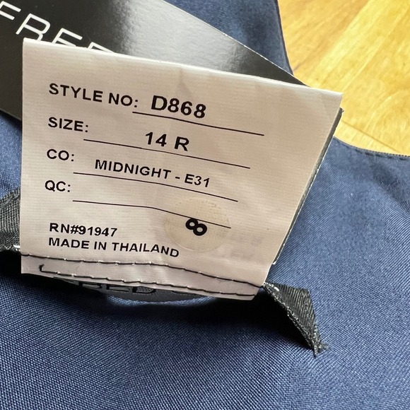 Alfred Sung‎ D868 Winslet Midnight Blue Bow Strap Square Neck Formal Dress Sz 14 - Picture 6 of 9